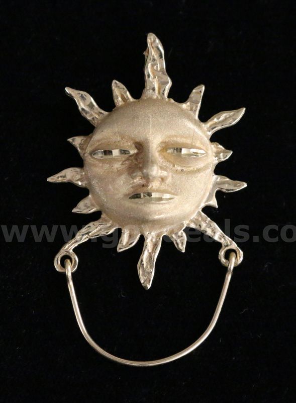 14K Yellow Gold Sun Design Pendant, 7.2 Grams