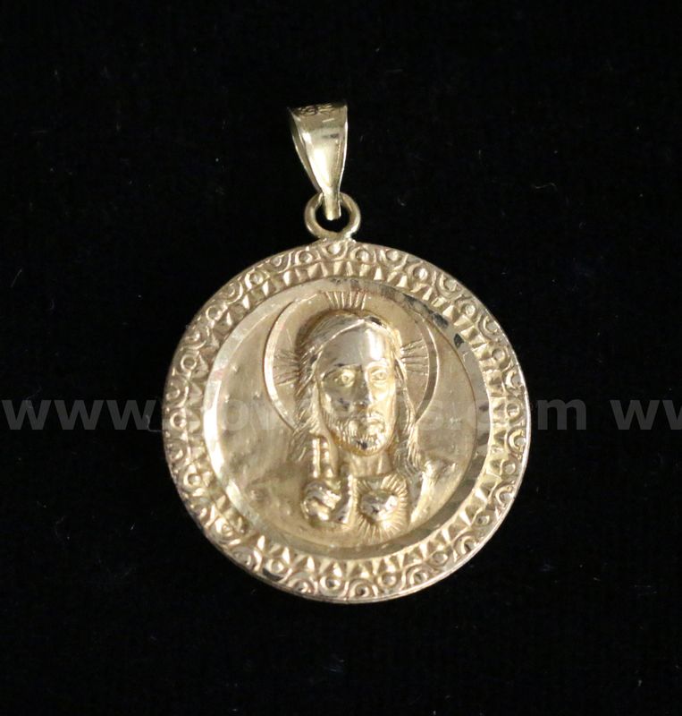 14K Yellow Gold Double Sided Religious Pendant, 3.6 Grams