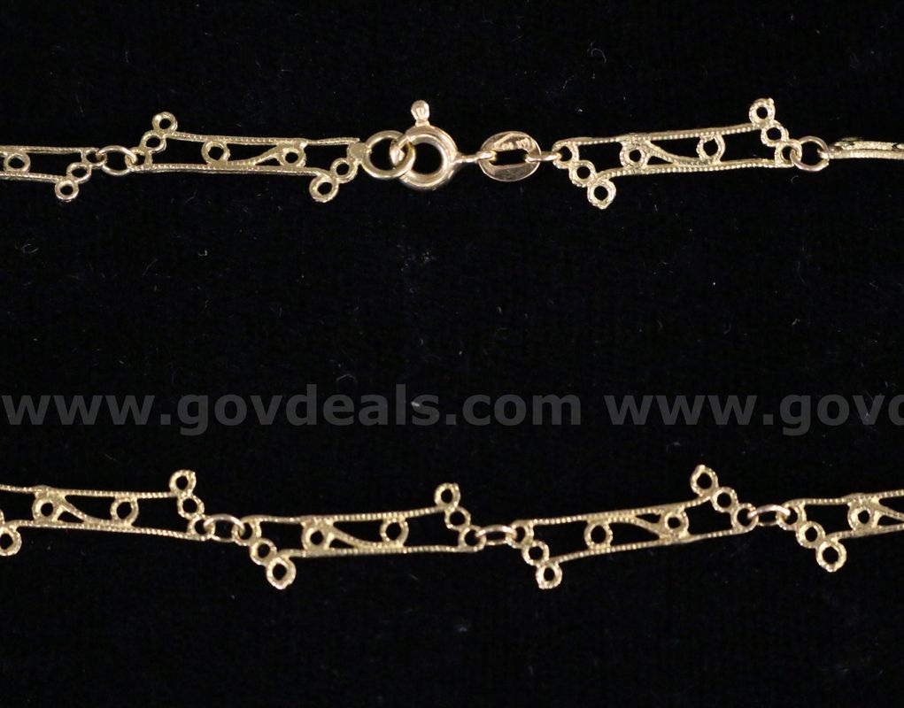 18K Yellow Gold Filigree Design Necklace, 5.7 Grams