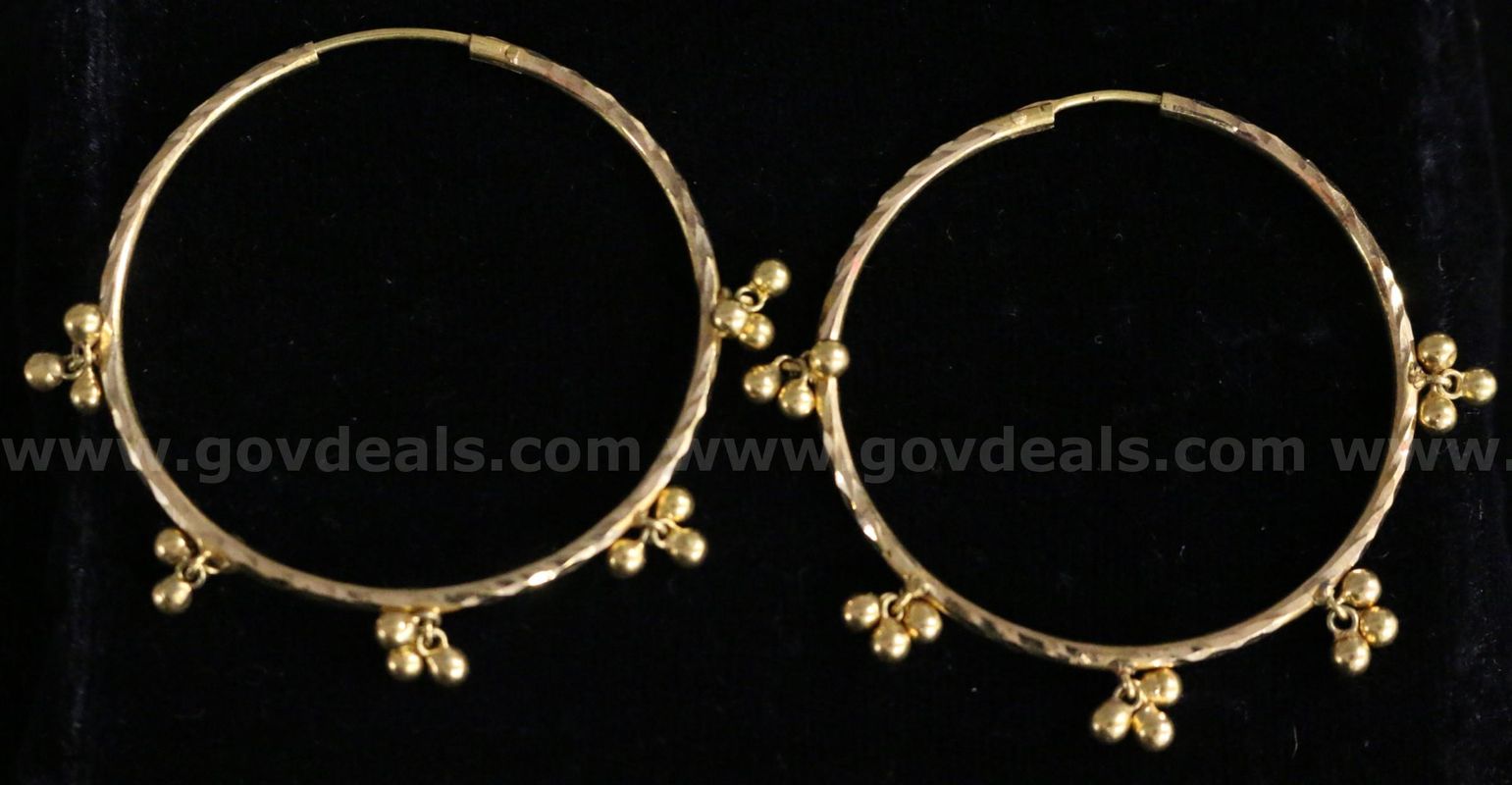 18K Yellow Gold Hoop Earrings, 7.2 Grams