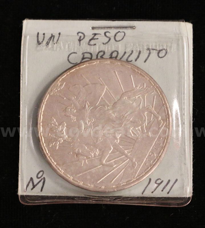 1911 Mexico Un Peso Silver Coin, 27.0 Grams