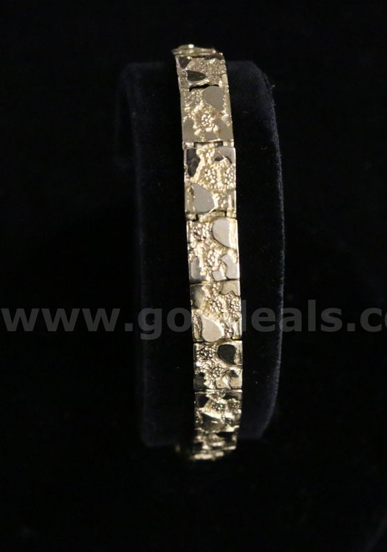 14K Yellow Gold Nugget Bracelet, 14.6 Grams