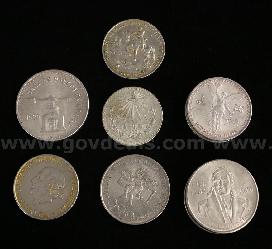10 Assorted Mexico Silver Pesos Coins
