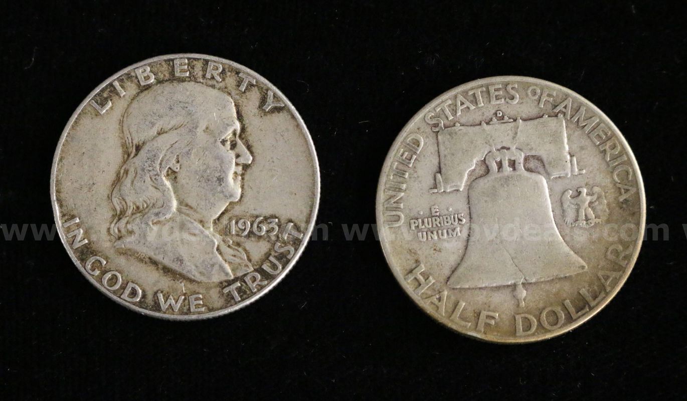44 U.S. Silver Franklin Half Dollar Coins