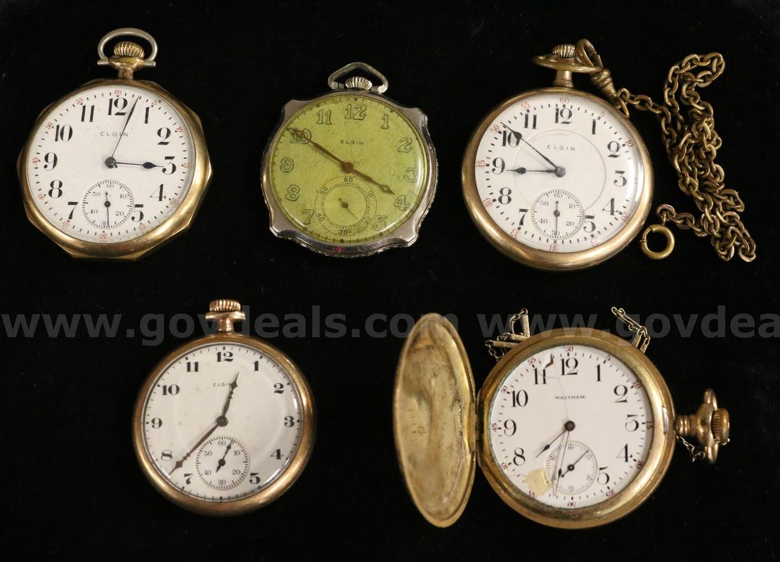 5 Assorted Gold & Silver Tone Pocket Watches