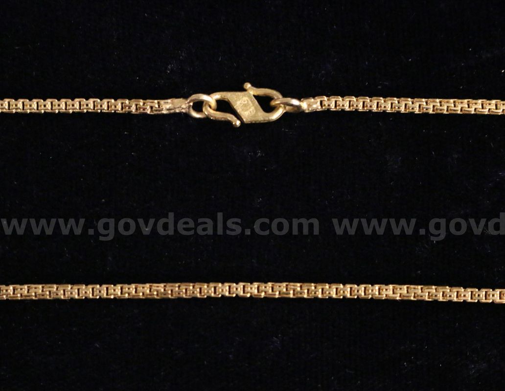 22K Yellow Gold Box-Link Necklace, 14.7 Grams