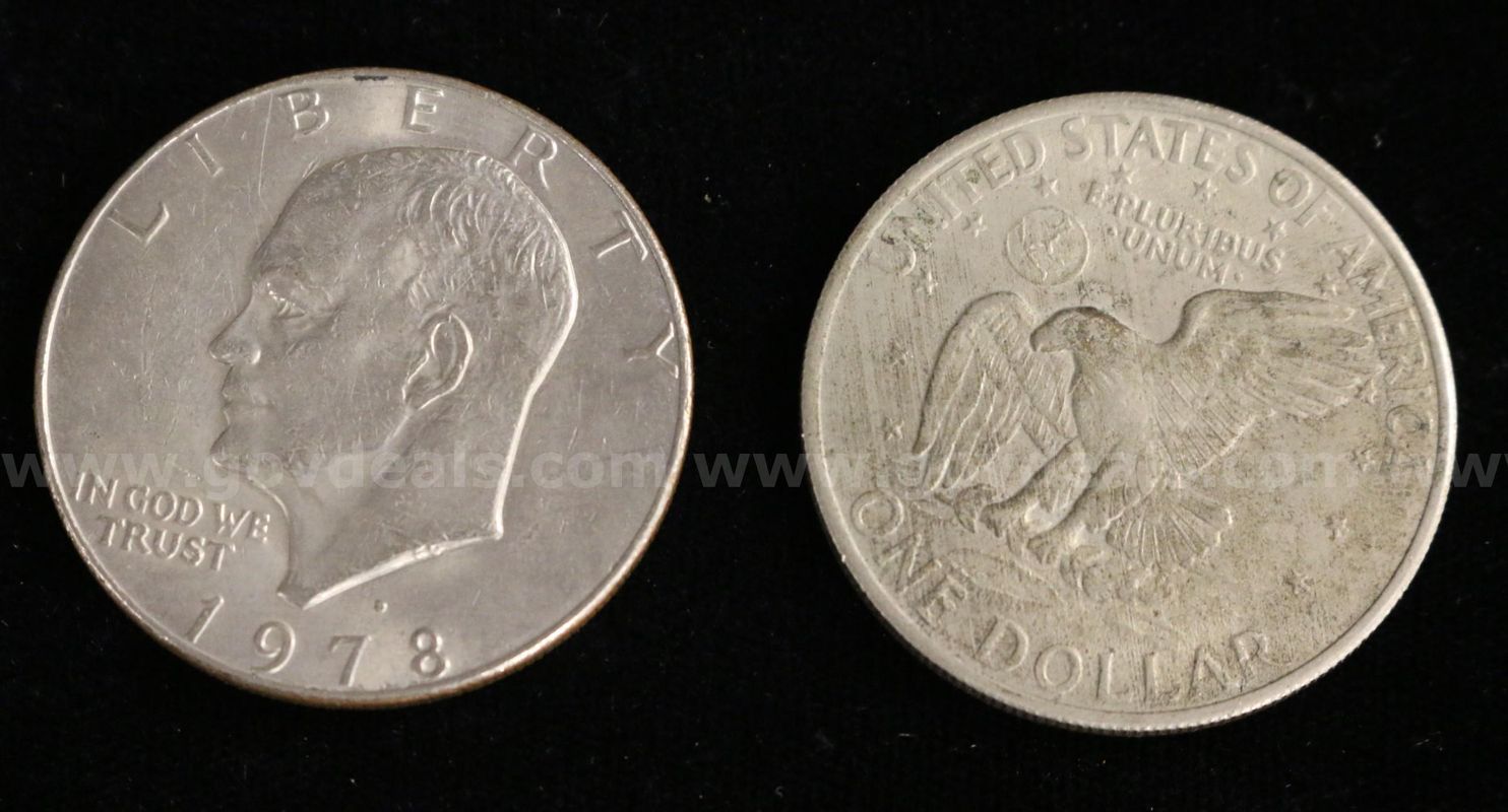 100 U.S. Eisenhower Dollar Coins, Some Silver