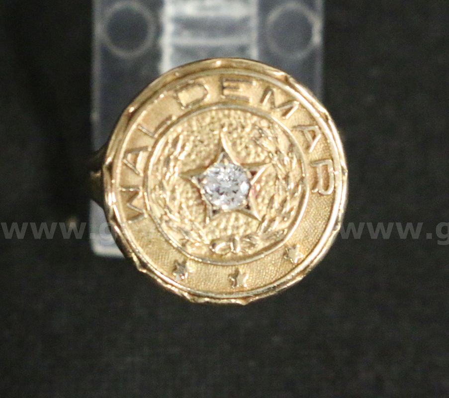 10K/14K Yellow Gold Camp Waldemar Ring With Diamond, 4.7 Grams