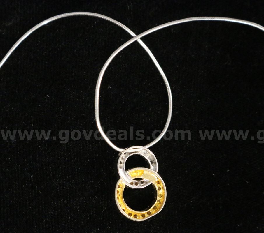 18K White Gold Serpentine Necklace & Interlocking Circle Diamond Pendant, 7.6G