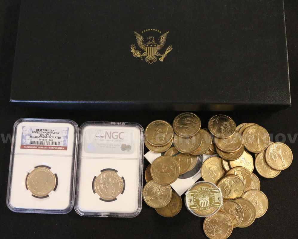 224 Assorted U.S. Presidential $1 Coins, 2 NGC Graded and Slabbed