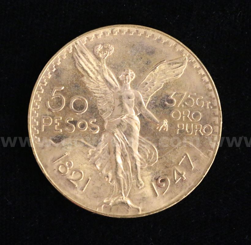 1947 Gold Mexico 50 Peso Coin, 41.6 Grams