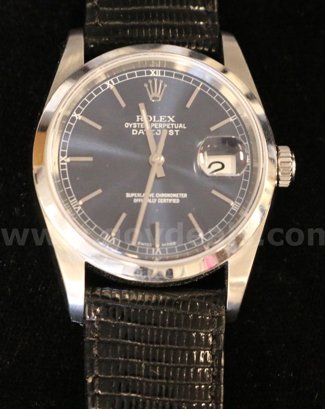Stainless Steel Rolex Datejust With Lizard Skin Band
