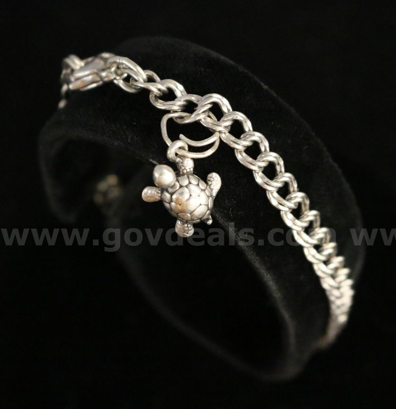 James Avery Sterling Silver Double Curb Bracelet W/2 Charms, 9.3 Grams
