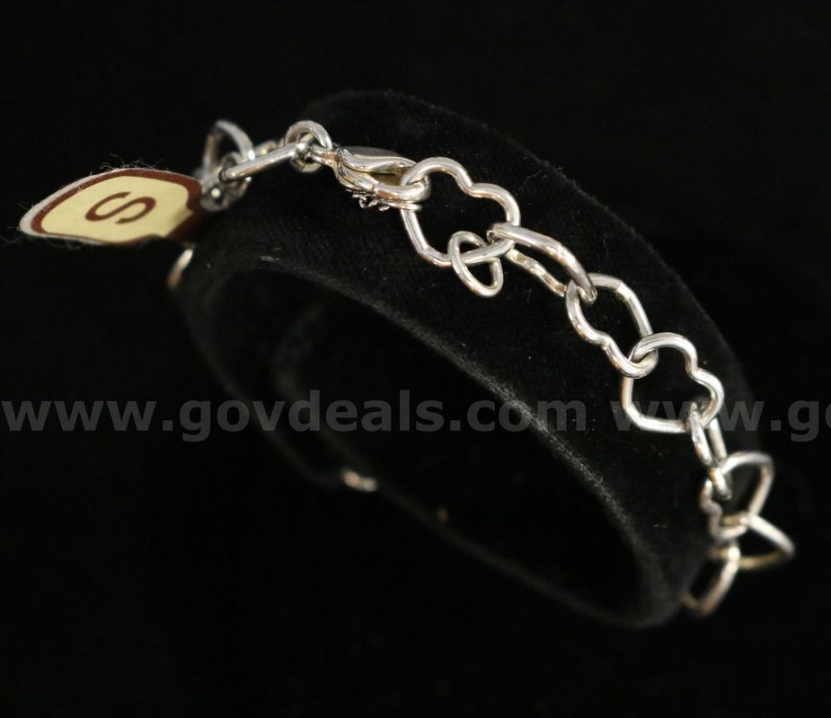 James Avery Sterling Silver Connected Heart Bracelet With "M" Charm, 9.8 Grams