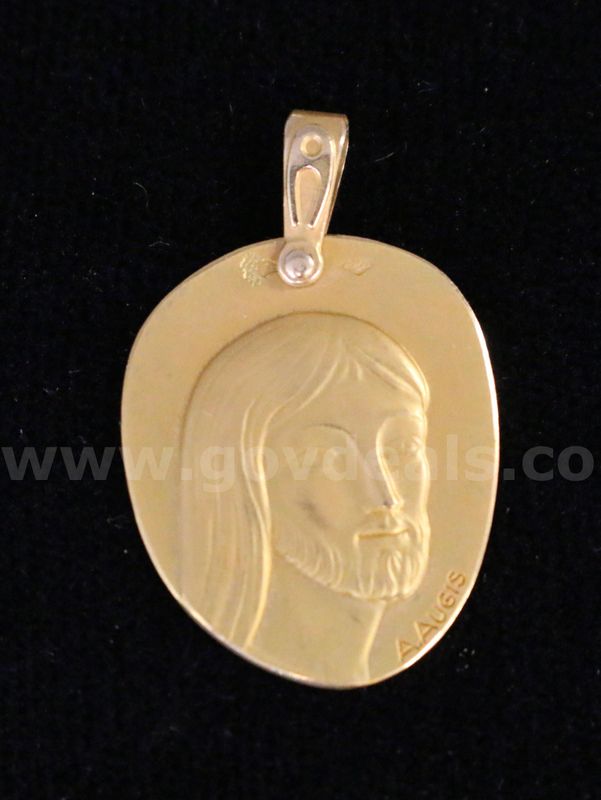 18k Yellow Gold Augis and Mazzoni Jesus Pendant, 3.5 Grams