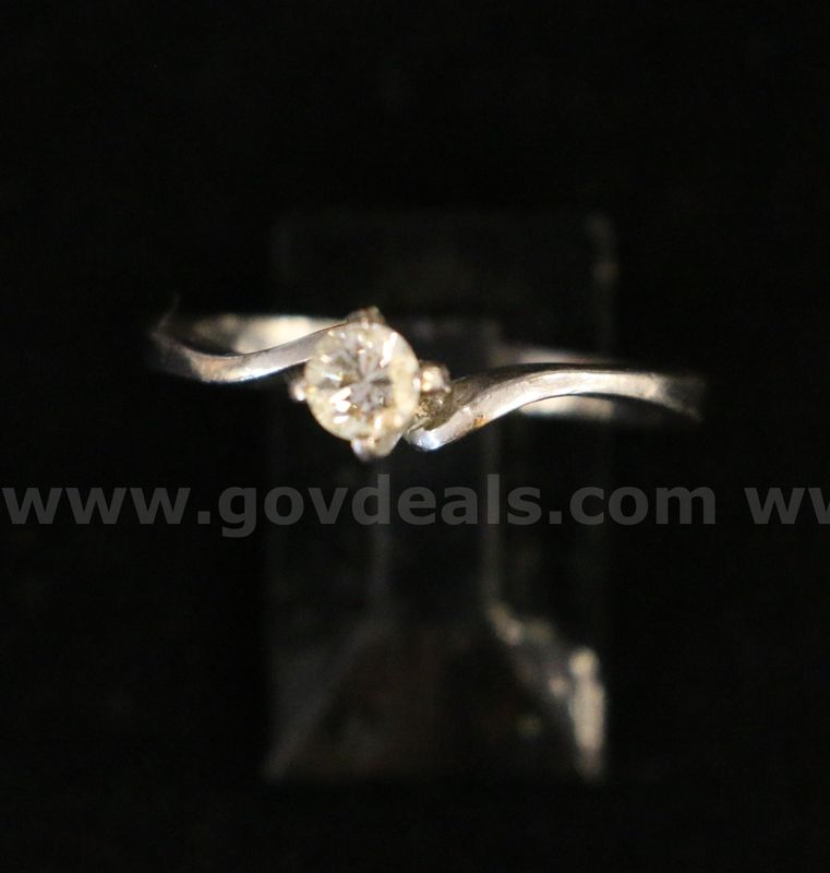Silver Diamond Solitaire Engagement Ring, 2.7 Grams
