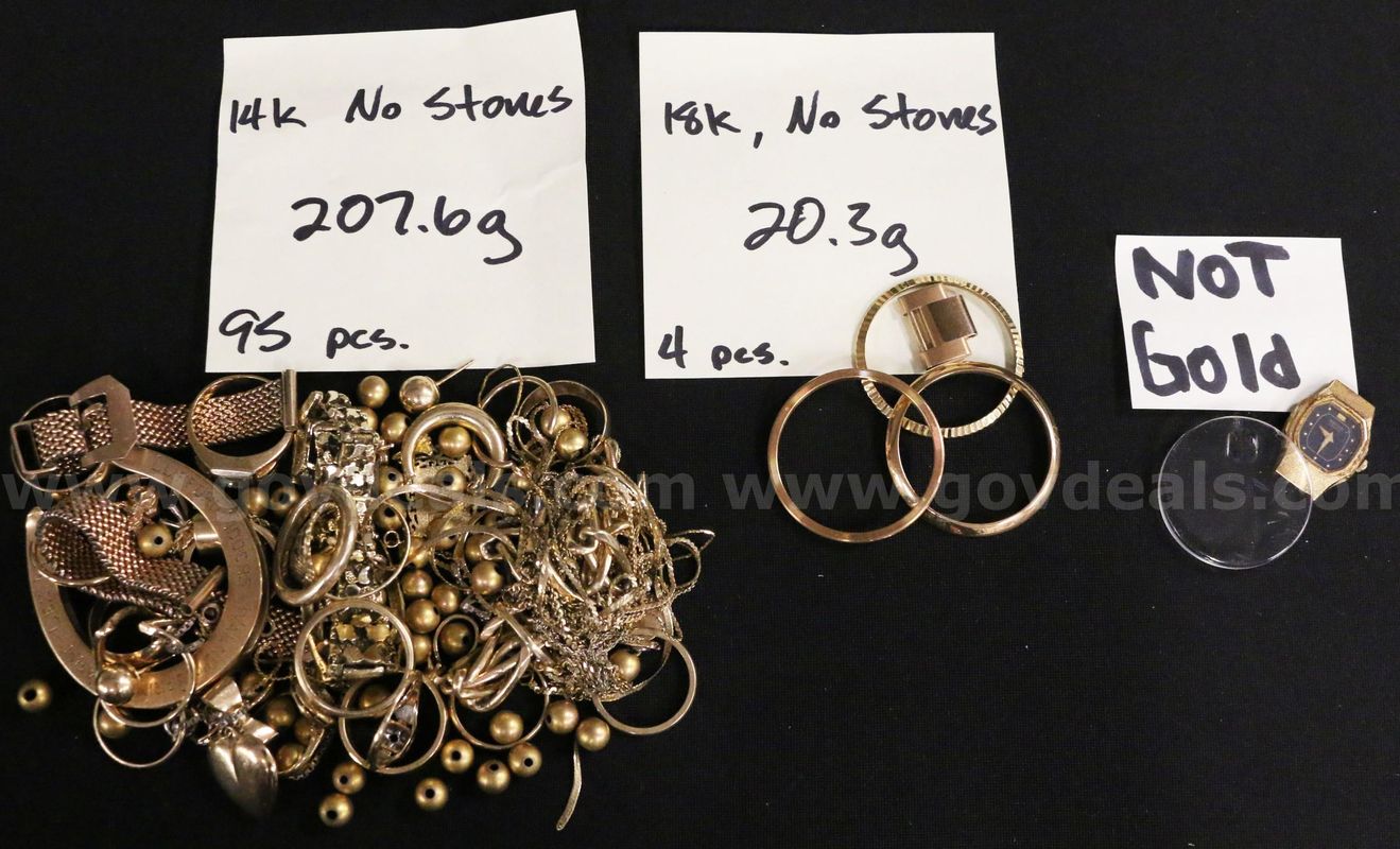 99 Pieces Assorted Scrap Gold Jewelry, 227.9 Grams Total