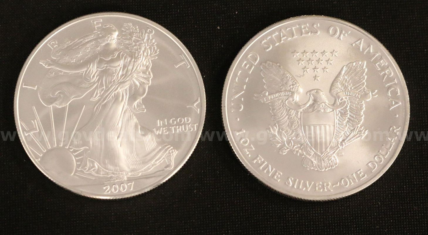 20- 2007 U.S. American Eagle Silver Dollar Coins