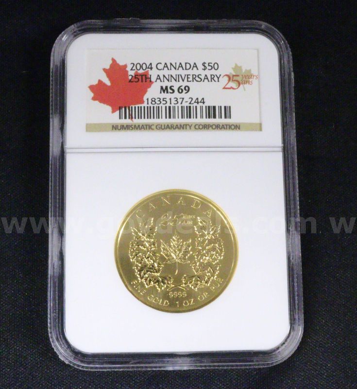 NGC Graded 2004 Canada 25th Anniversary $50 Gold Coin