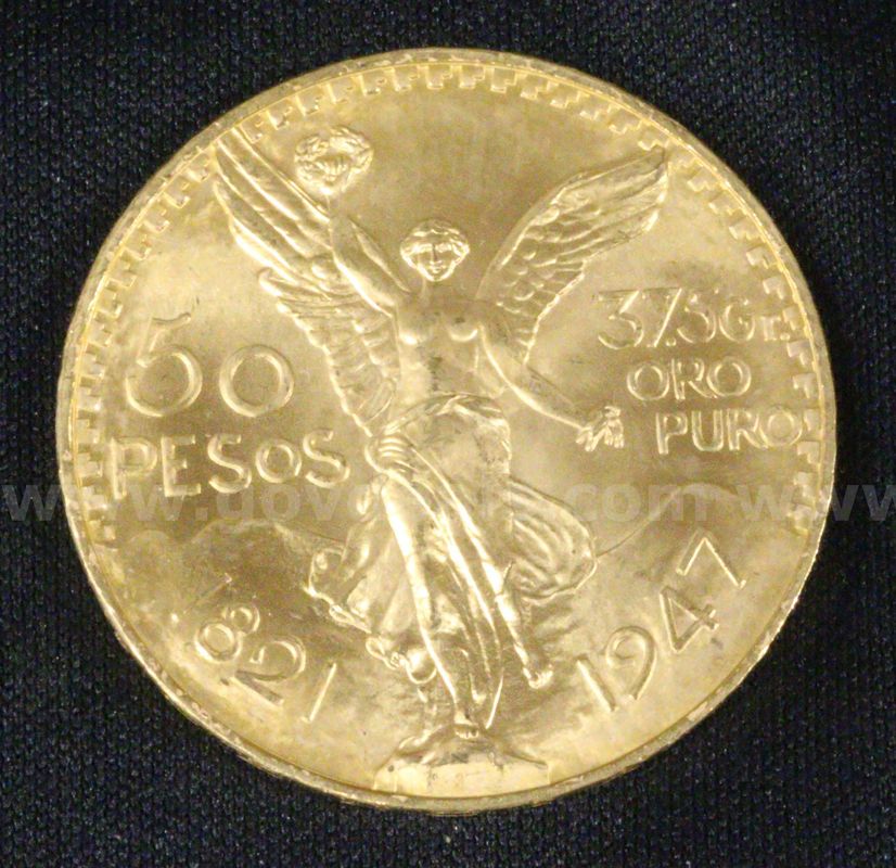 1947 Gold Mexico 50 Peso Coin, 41.6 Grams
