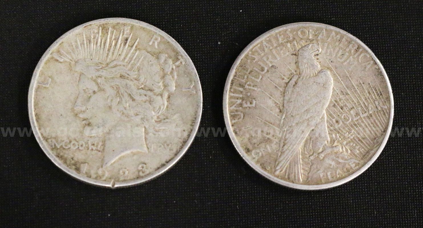 29 U.S. Silver Peace Dollar Coins, Including 1921 Graded Almost Uncirculated