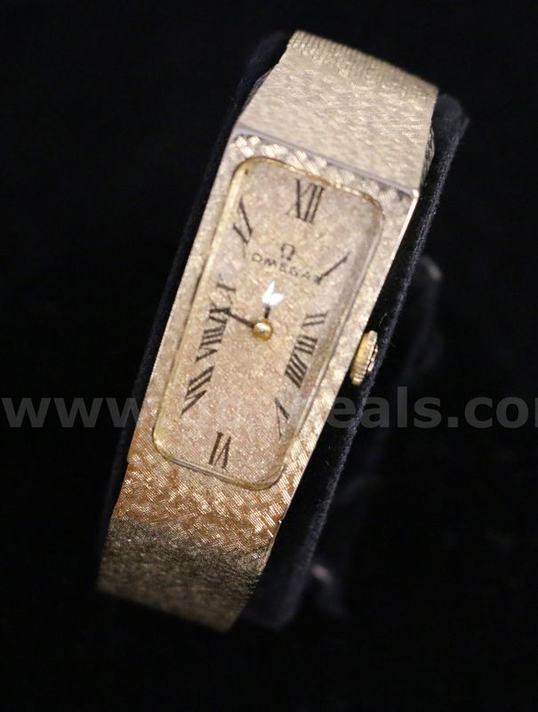 Vintage Ladies Omega 14k Yellow Gold Asymmetrical Watch, 33.2 Grams