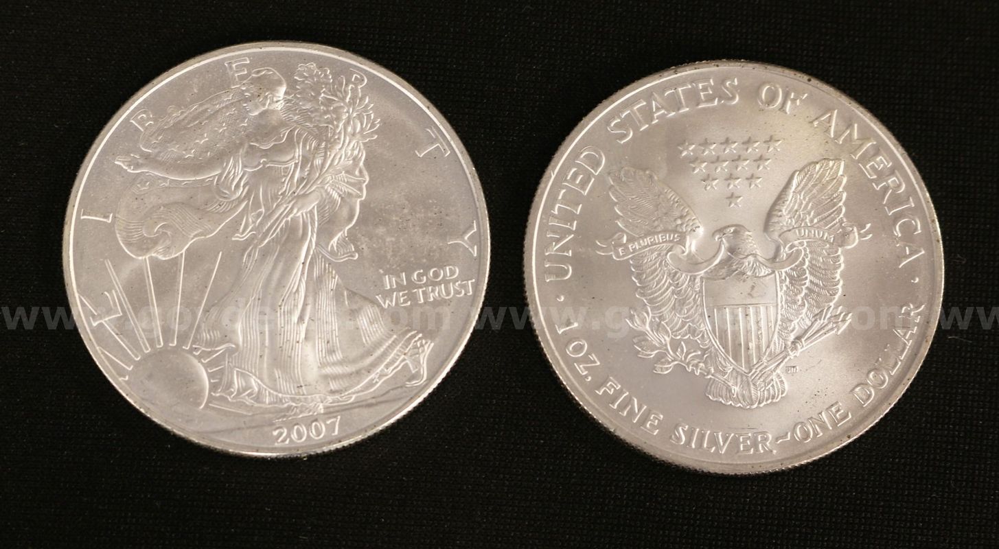 20- 2007 U.S. Silver American Eagle Dollar Coins