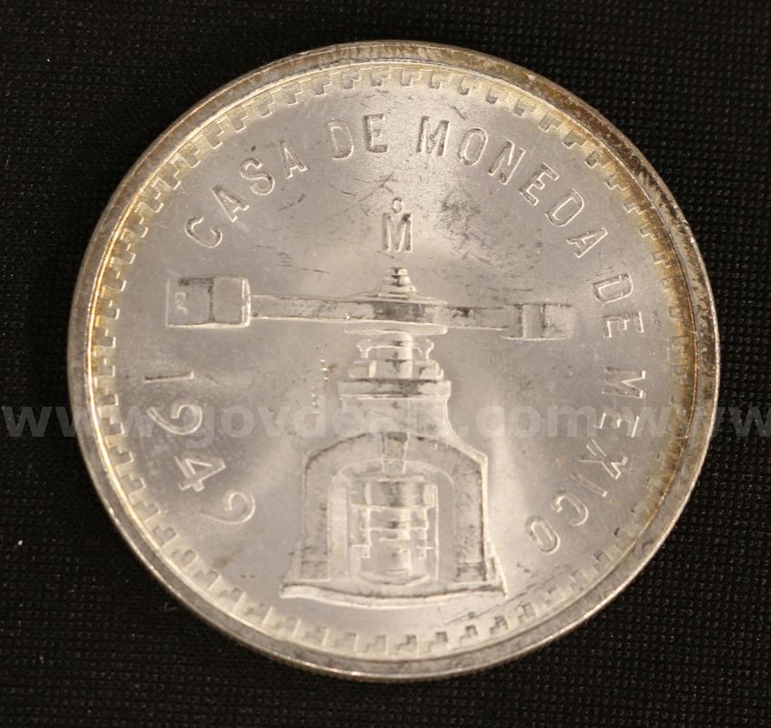 1949 Mexico Casa de Moneda 1 Oz. Sterling Silver, Graded Choice BU