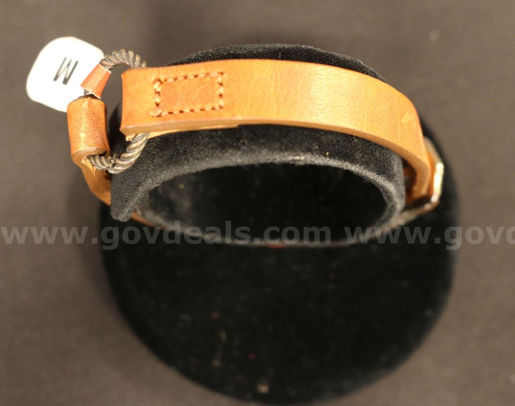 James Avery Brown Changeable Leather Charm Bracelet W/Silver Ring & Clasp