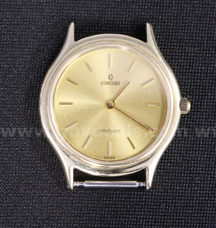 Concord Nine/Quartz Watch Head With 14K Yellow Gold Case