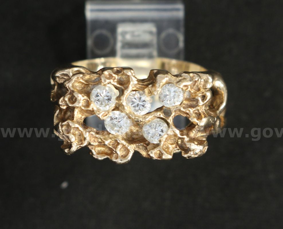 10K Yellow Gold Diamond Nugget Design Ring, 17.4 Grams