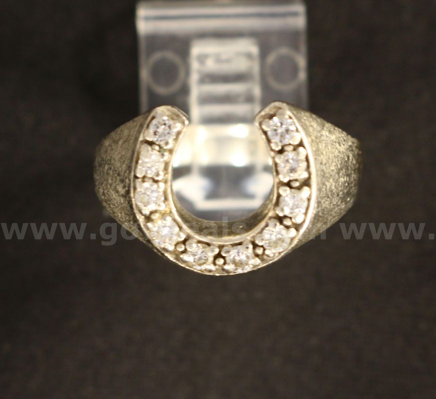 14K White Gold Diamond Horseshoe Ring, 10.1 Grams