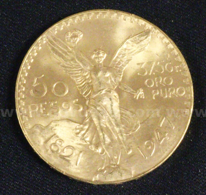 1947 Gold Mexico 50 Peso Coin, 41.6 Grams