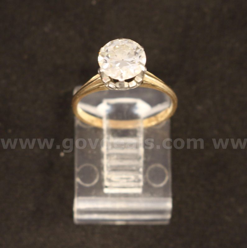 14K Yellow Gold European Cut Solitaire Diamond Engagement Ring, 2.4 Grams