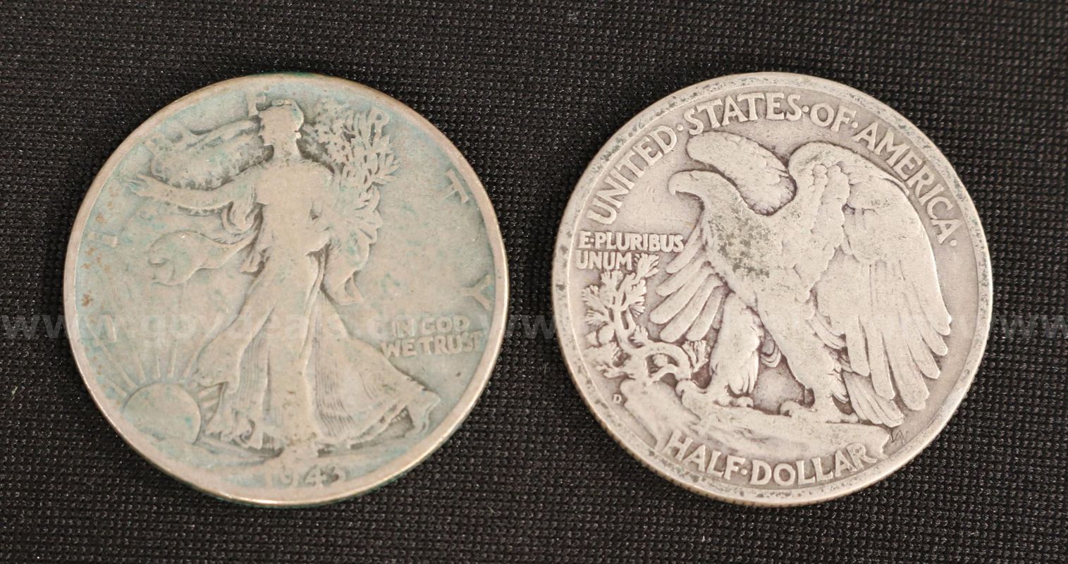 37 Assorted U.S. Walking Half Dollar Coins