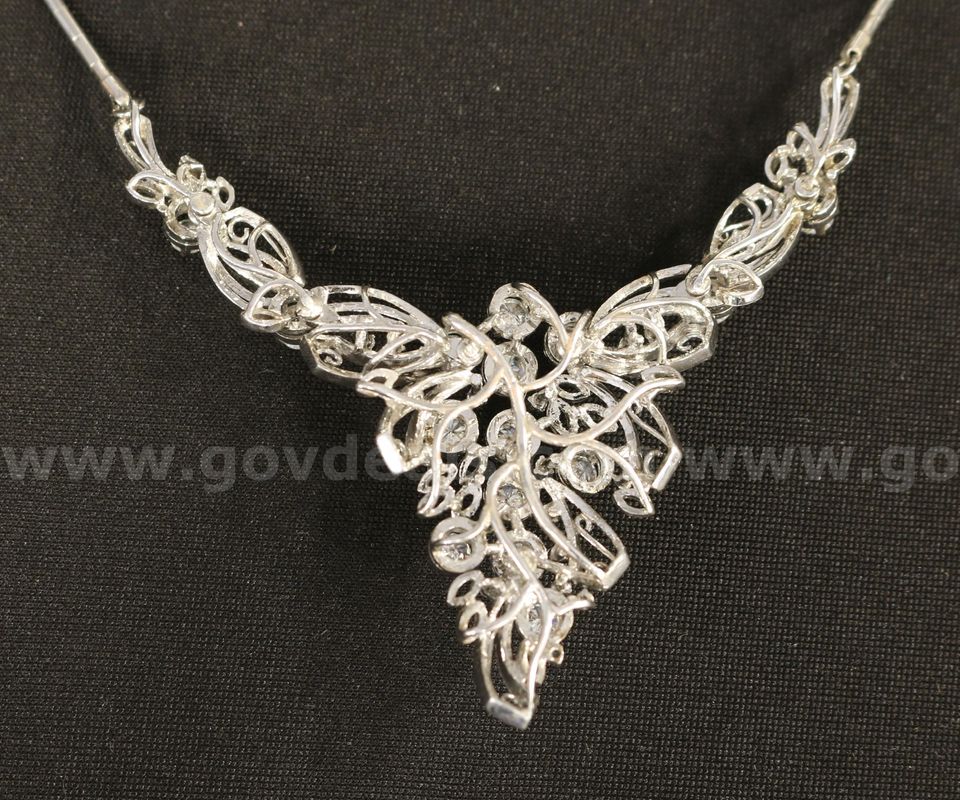Silver Necklace, Bracelet & Earring Set With Lab Grown Diamonds, 43.4 Grams