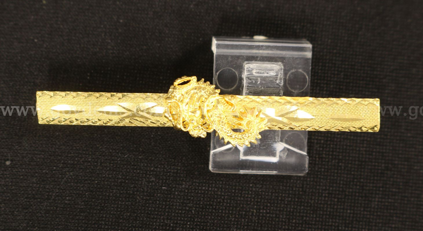 24K Yellow Gold Dragon Design Tie-Bar