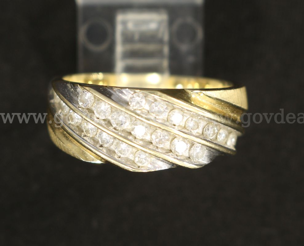 14K Yellow Gold Channel Set Diamond Engagement Ring, 7.8 Grams