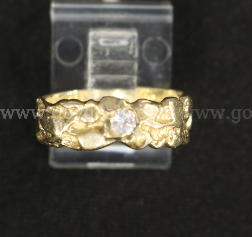 14K Yellow Gold Diamond Nugget Band, 3.6 Grams