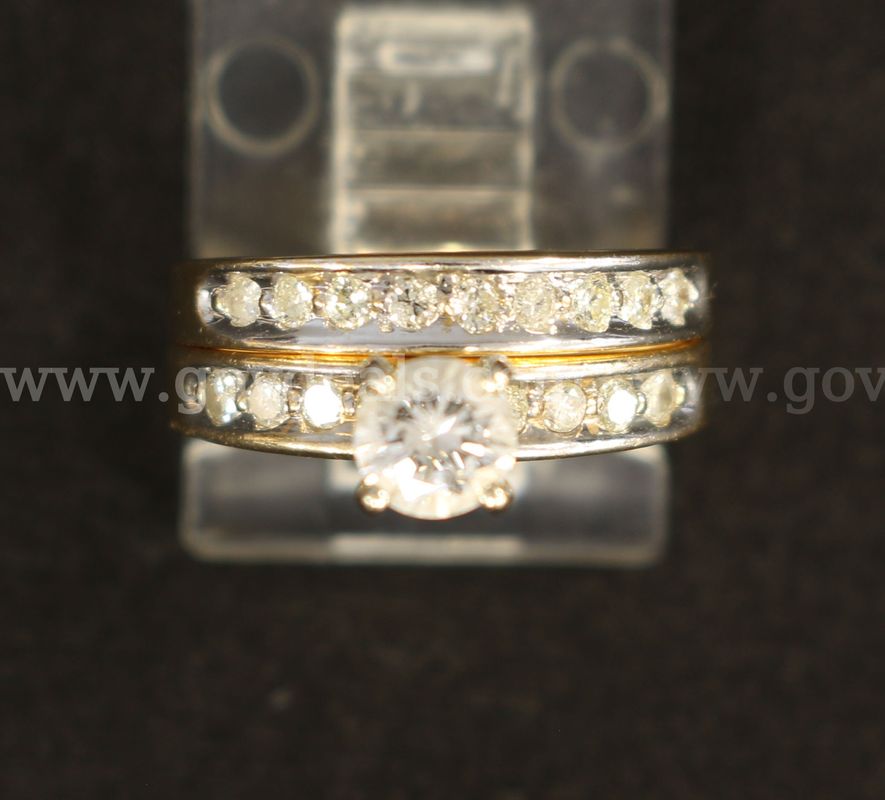 14K Yellow Gold Channel Set 2 Piece Diamond Engagement Ring, 3.4 Grams