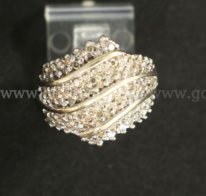 10K Yellow Gold Diamond Cluster Ring, 7.0 Grams