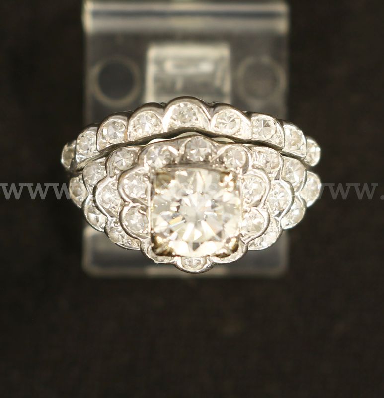 14K White Gold Diamond Engagement Ring, 4.9 Grams