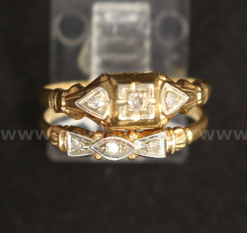 Vintage 14k Yellow Gold 2 Piece Diamond Wedding Set, 2.1 Grams