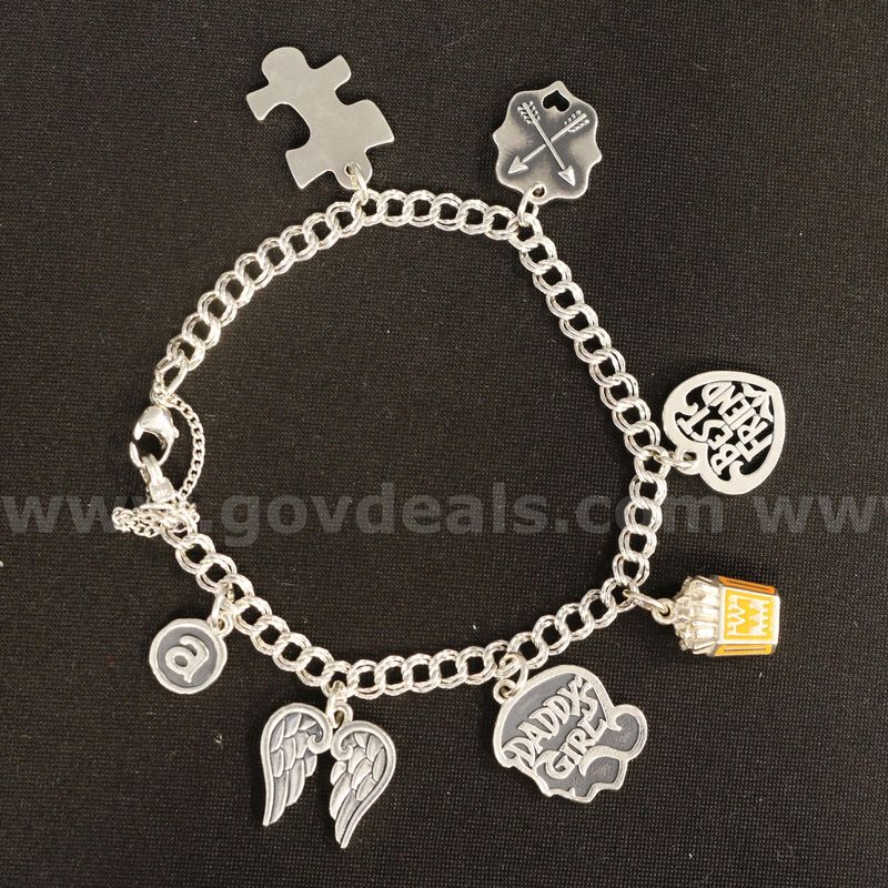 James Avery Double Curb Link Bracelet With 7 Charms, 32.0 Grams