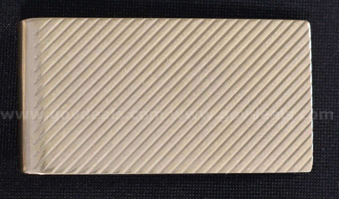 14k Yellow Gold Grooved Pattern Money Clip, 15.2 Grams