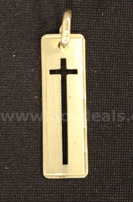 14K Yellow Gold Shadow Cross Design Pendant, 3.2 Grams