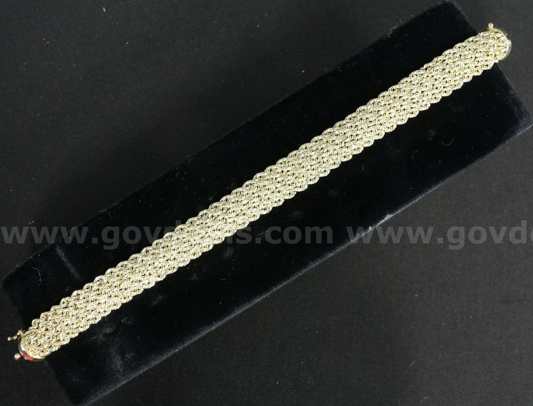 14K Yellow Gold 5 Strand Rope Design Bracelet, 9.4 Grams