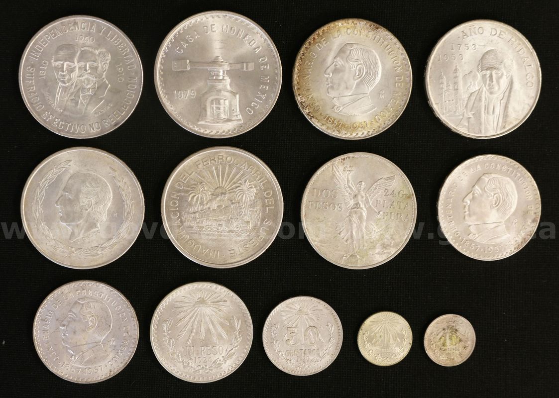 18 Assorted Mexico Silver & Copper Coins