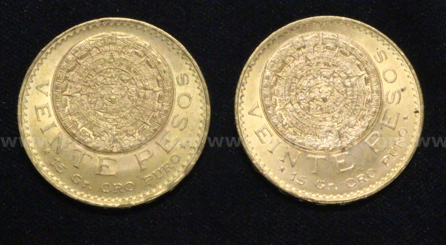 2 Mexico 1959 Viente Pesos Gold Coin's, 33.2 Grams