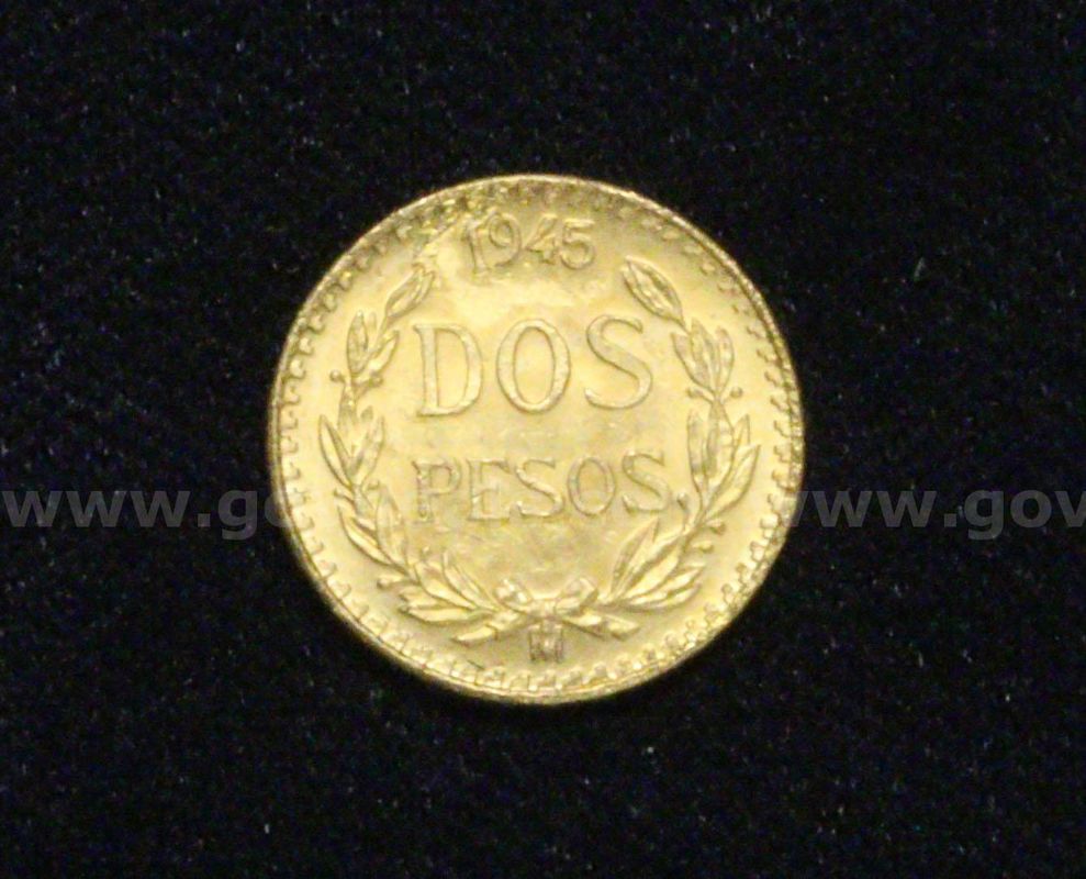 1945 Mexico Gold Dos Peso Coin, 1.5 Grams